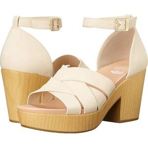 Dr. Scholl's Womens Blissful Heeled Sandal 3.5 inch platform heel White Size 6.5